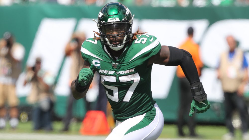 NFL player C.J. Mosley on the field for the New York Jets