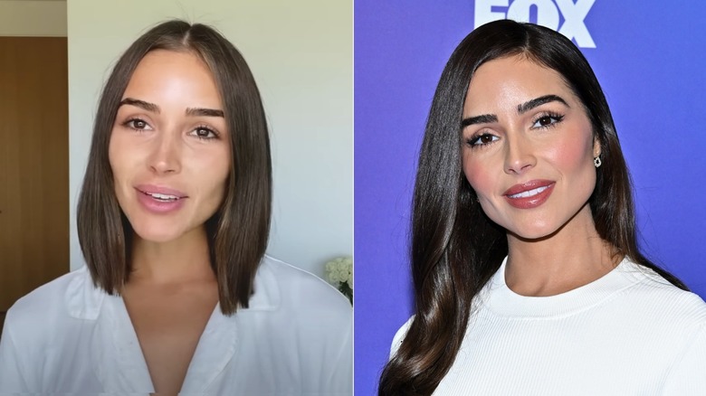 Olivia Culpo with middle part, side part