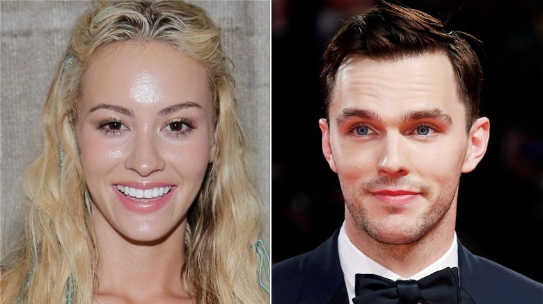 A split image of Bryana Holly and Nicholas Hoult, both smiling