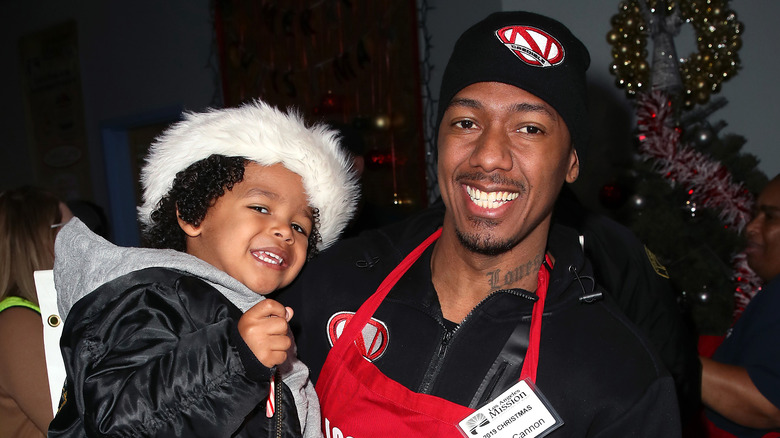 Golden Cannon and father Nick Cannon attend Christmas Celebration on Skid Row in 2019