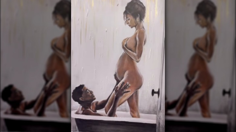 Nick Cannon and Alyssa Scott in a painting