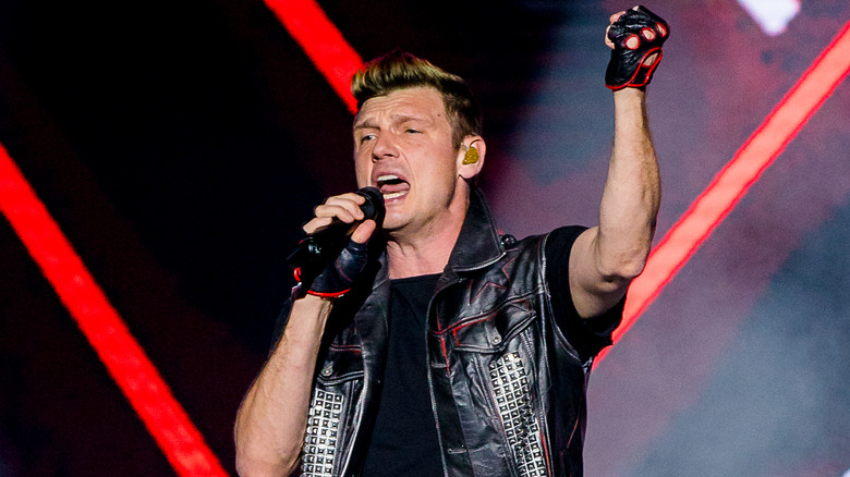 Nick Carter singing onstage