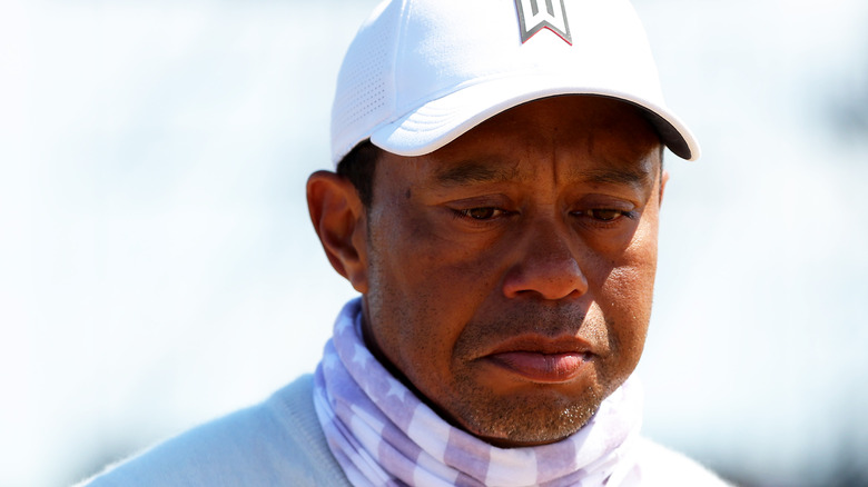 Tiger Woods looking sad