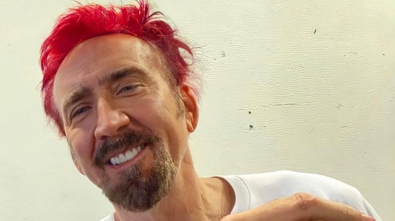 Nicolas Cage sports red hair