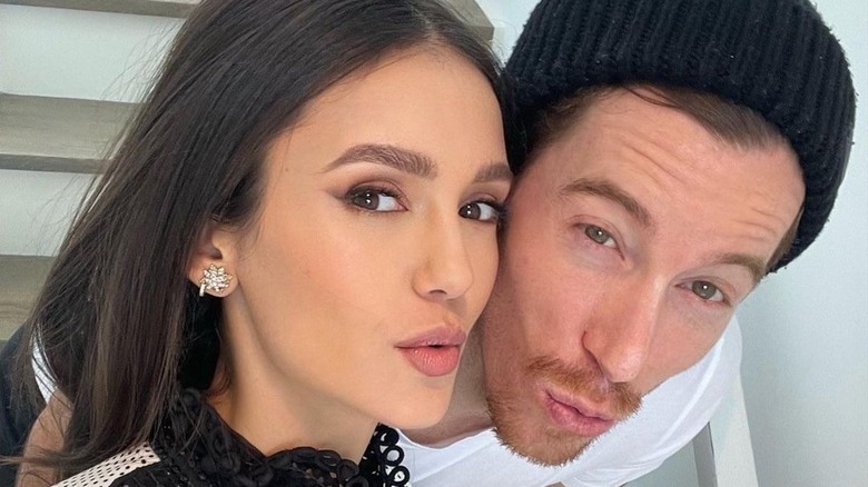 Nina Dobrev and Shaun White posing