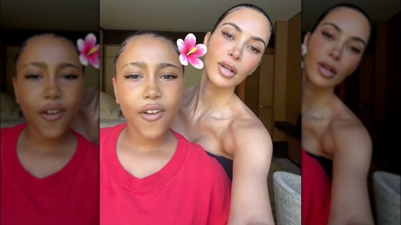 Kim Kardashian and North West singing on TikTok