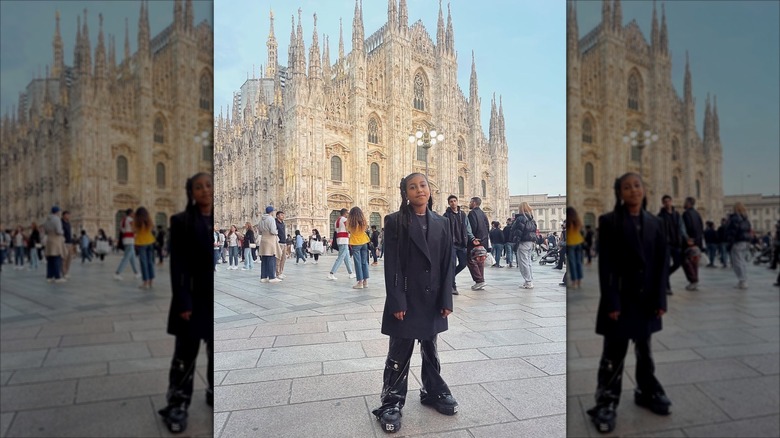 North standing in front of the cathedral in Milan