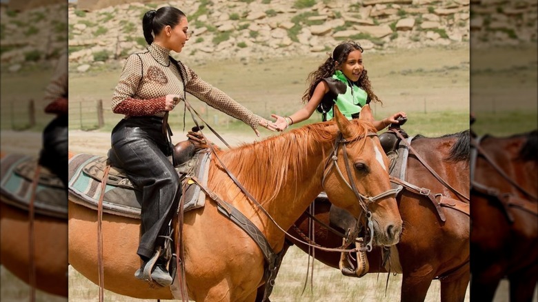 Kim Kardashian and North West ride horses on her 7th birthday