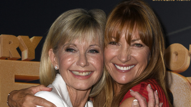 Olivia Newton-John, Jane Seymour, 2019 photo, hugging 