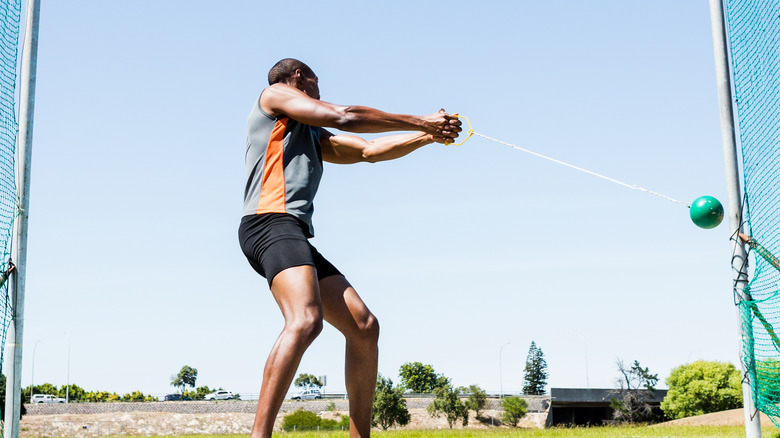 Hammer throw stock photo