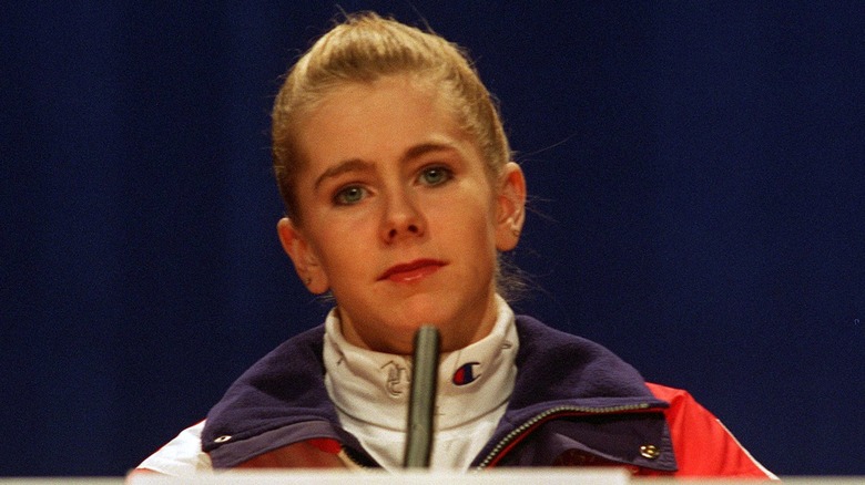 Tonya Harding at a press conference