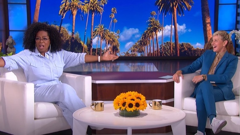 Oprah Winfrey and Ellen DeGeneres talking