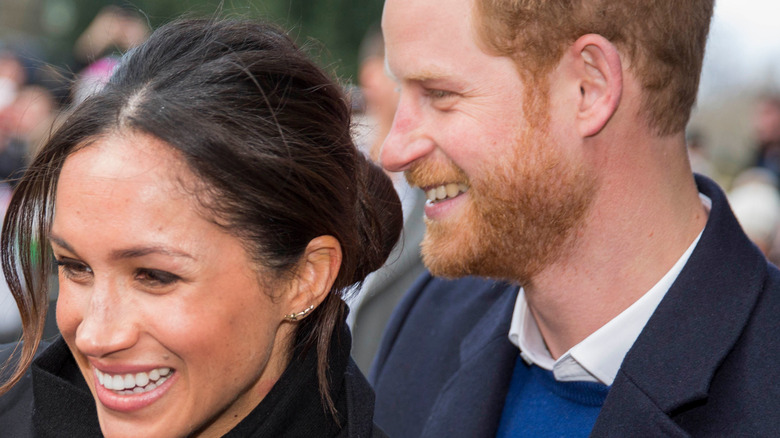 Meghan Markle and Prince Harry walking