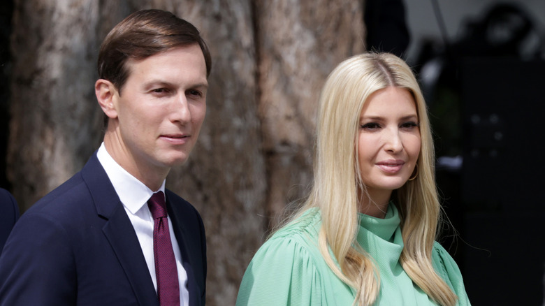 Jared Kushner and Ivanka Trump arriving on the South Lawn of the White House