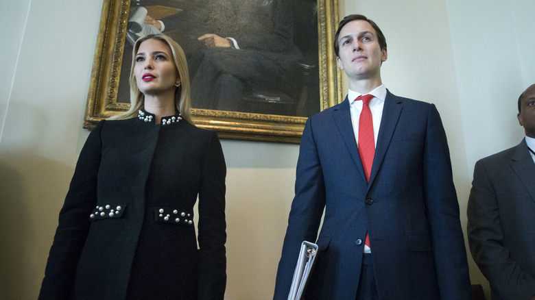 Ivanka Trump and Jared Kushner attending a White House meeting