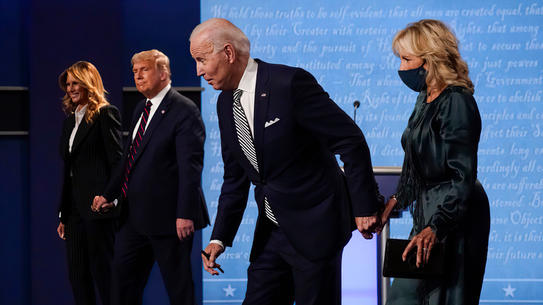 Joe Biden and Donald Trump on stage after debate