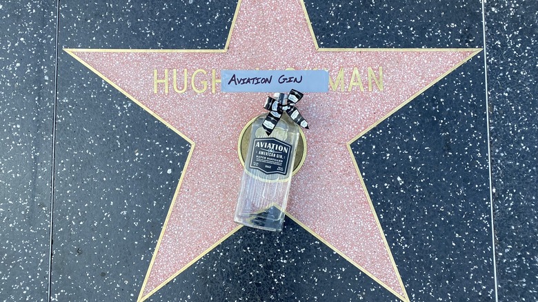 Aviation Gin bottle on Hugh Jackman's Hollywood Walk of Fame star