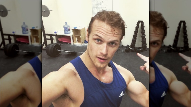 Sam Heughan at the gym