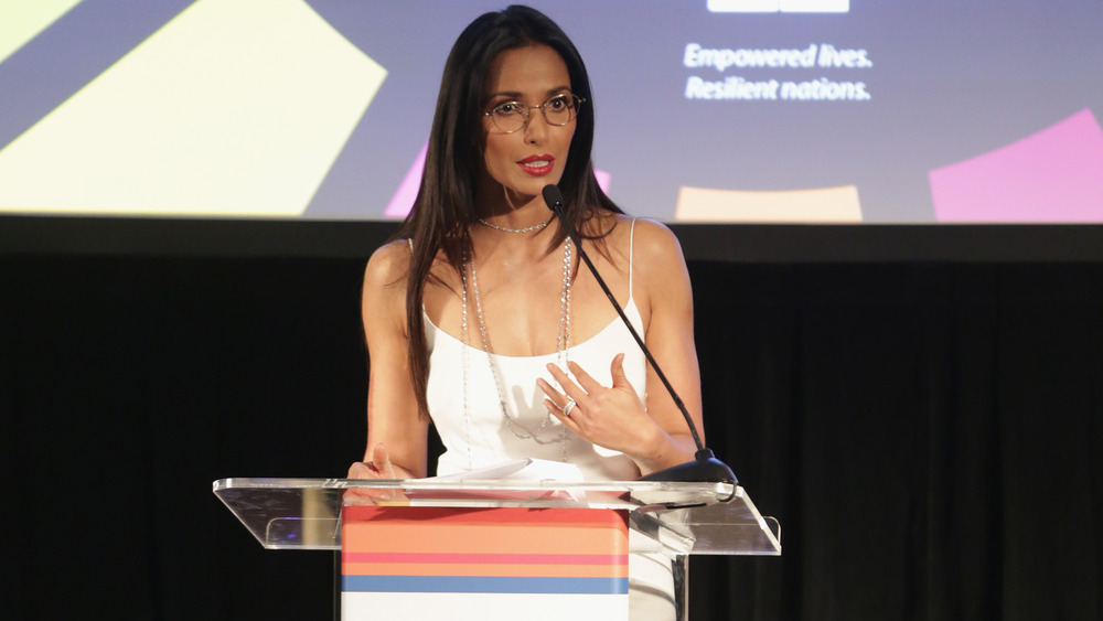 Padma Lakshmi speaking at an event for the UN 