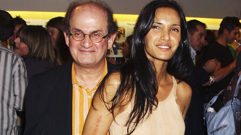 Padma Lakshmi and Salman Rushdie smiling