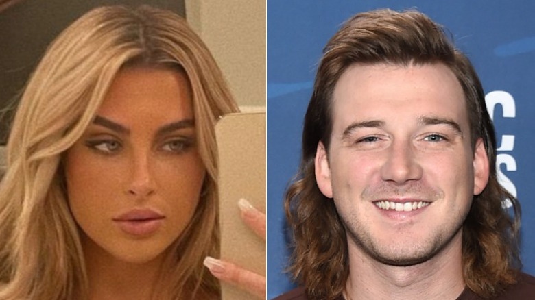 Paige Lorenze and Morgan Wallen split screen