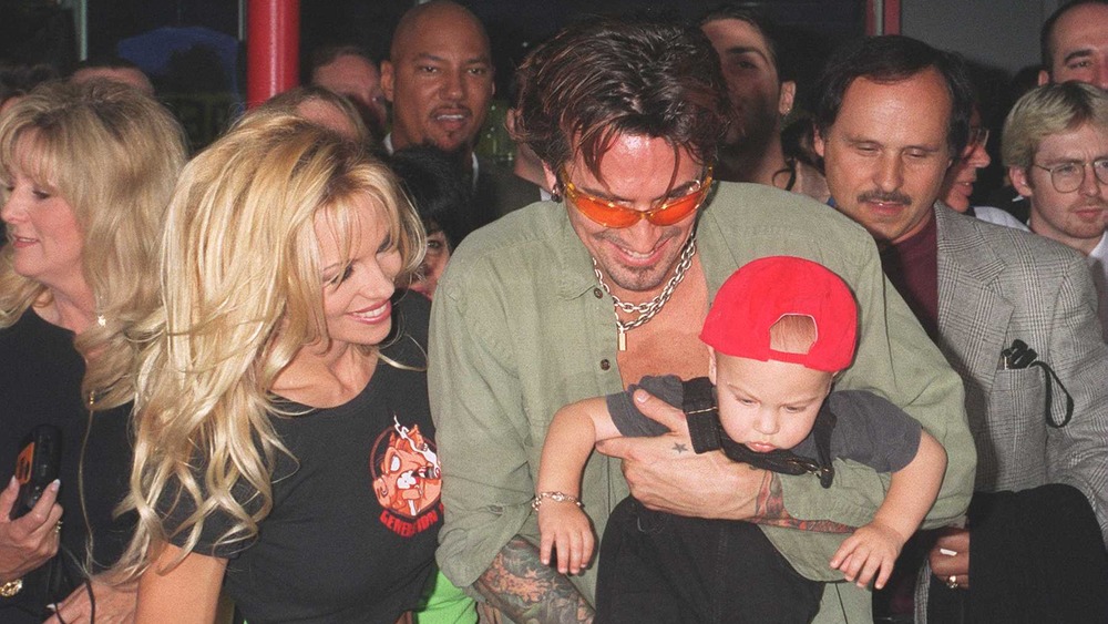 Pamela Anderson and Tommy Lee with their son