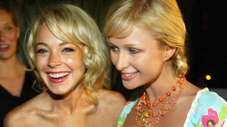 Lindsay Lohan and Paris Hilton smiling