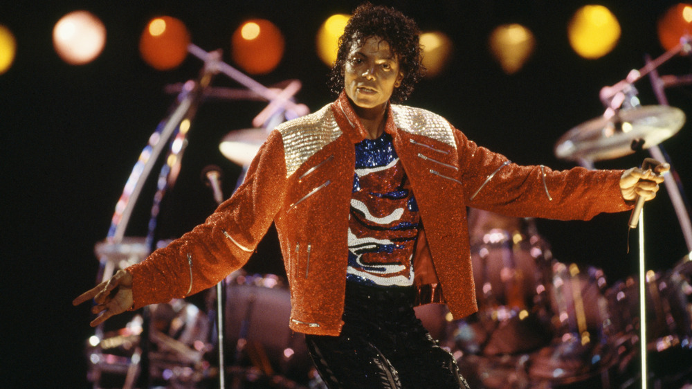 Michael Jackson performing on stage in the 1980s