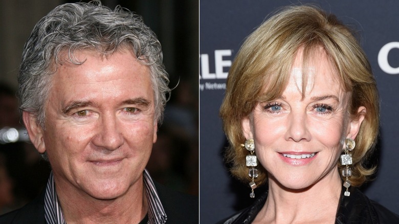 Patrick Duffy smirking (left), Linda Purl smiling (right)