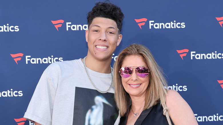 Jackson Mahomes with his mother