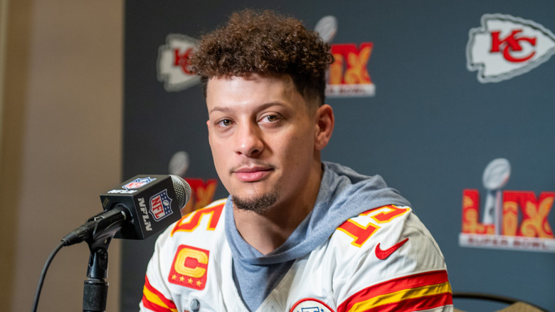 Patrick Mahomes looking straight at the camera.