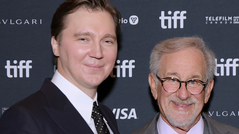 Paul Dano and Steven Spielberg smiling