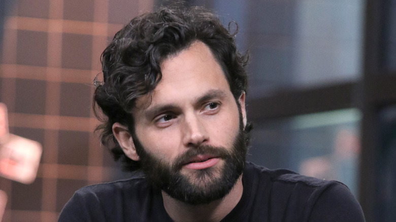 Penn Badgley talking at event