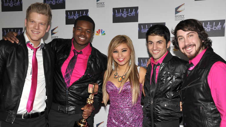 Kirstin Maldonado and Pentatonix after winning The Sing-Off