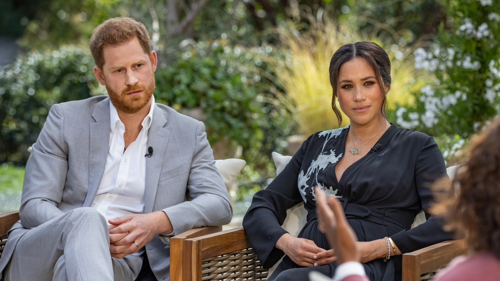 Oprah Winfrey interviews Prince Harry and Meghan Markle on A CBS Primetime Special premiering on CBS on March 7, 2021