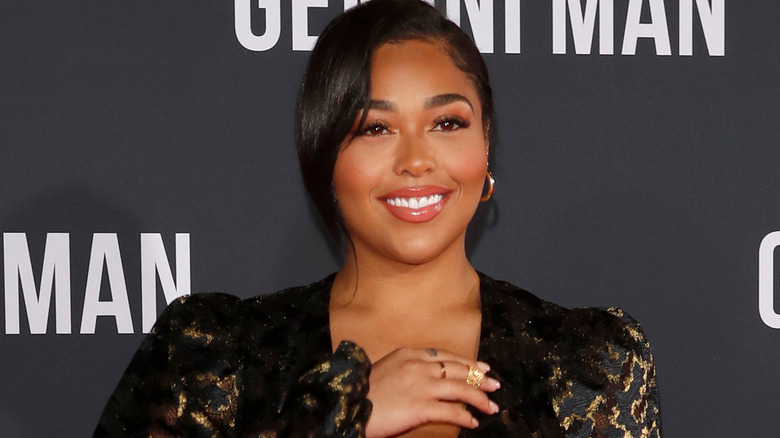 Jordyn Woods smiles