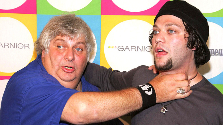 Don Vito strangling Bam Margera as a joke on red carpet