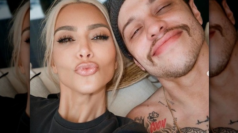 Kim Kardashian and Pete Davidson posing for selfie