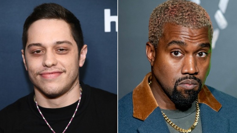 Pete Davidson and Kanye West side by side