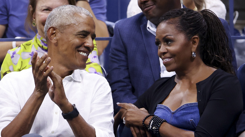 Barack and Michelle Obama smiling