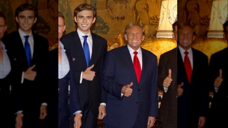 Barron Trump smiling with Donald Trump