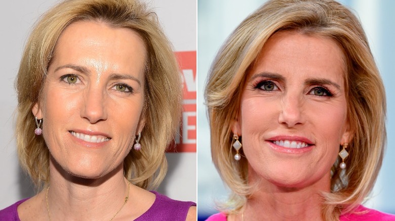 Split image of a younger Laura Ingraham and a modern Laura Ingraham