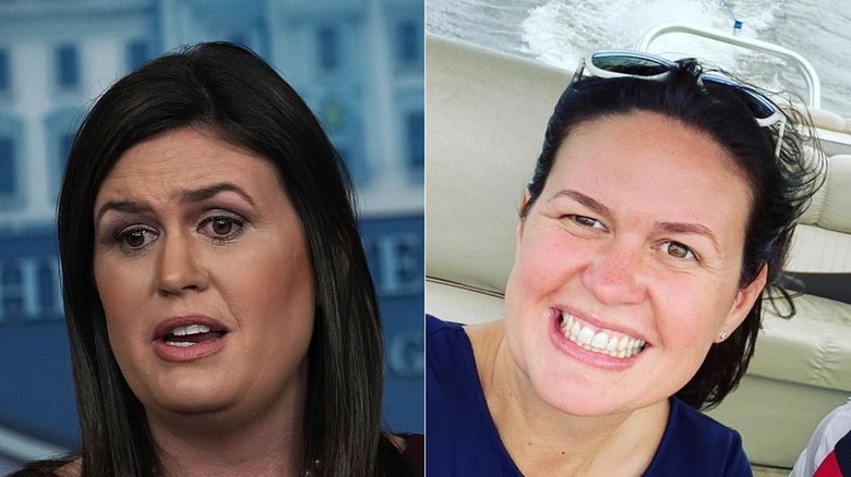 Sarah Huckabee Sanders with dark eye makeup, no makeup