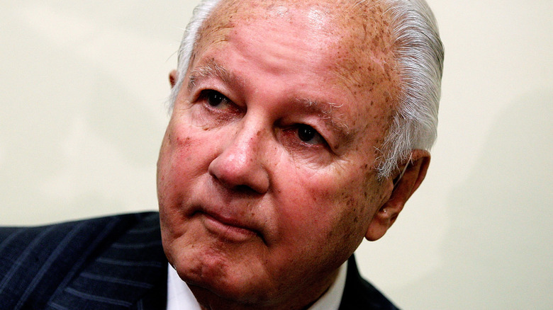 Edwin Edwards wearing pinstripe suit