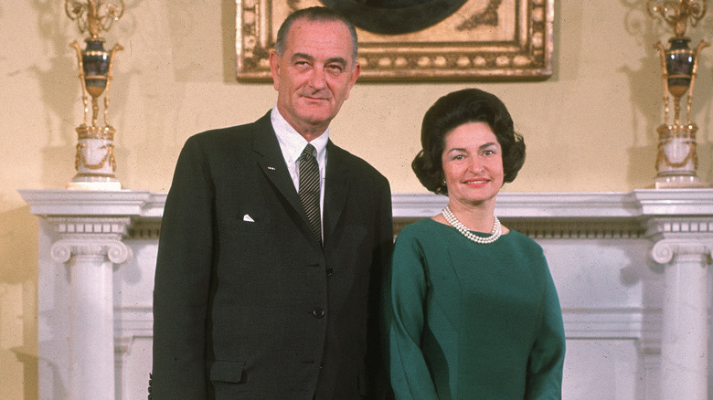 Lyndon B. Johnson in White House with Lady Bird