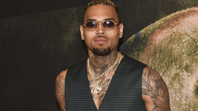 Chris Brown wearing glasses