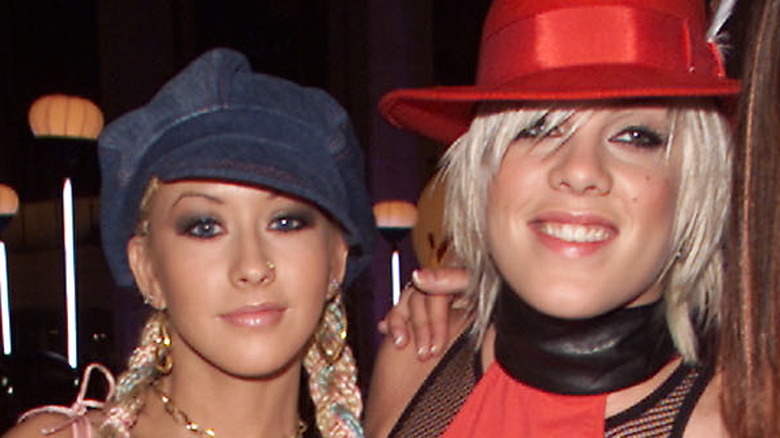 Christina Aguilera and Pink at the 2001 MTV Video Music Awards