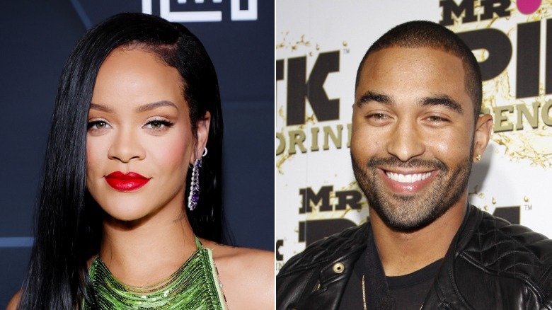 Rihanna and Matt Kemp smiling