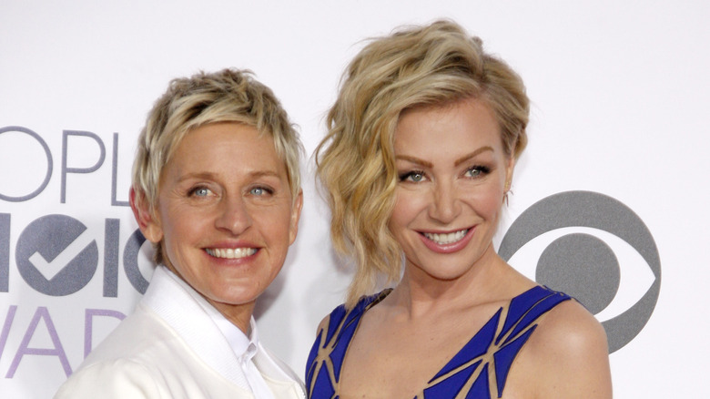 Portia de Rossi and Ellen DeGeneres pose 