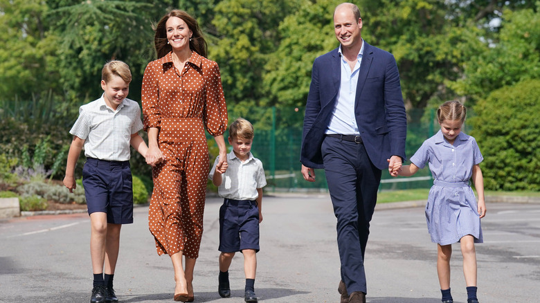 Kate Middleton, Prince William walking with their kids